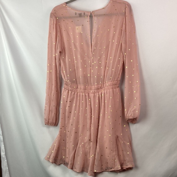 TRIXXI pink blush long sleeve dress with gold stars new with tag large - Picture 7 of 9